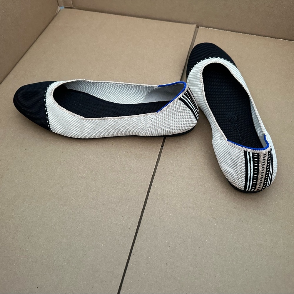 Rothy's the square toe flats in tuxedo print size 11